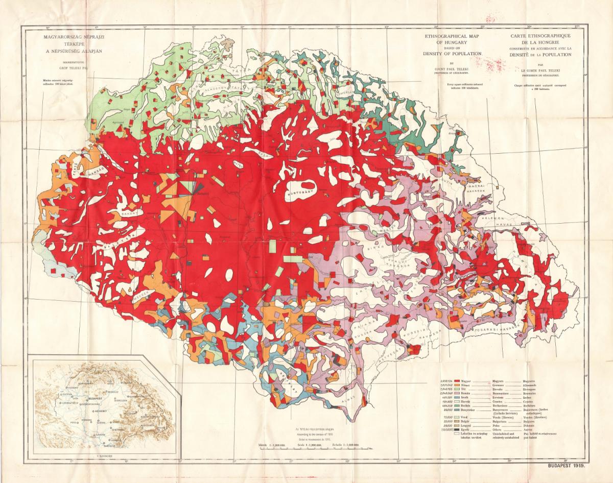 Teleki Pál 1910-es ún. vörös térképe | Forrás: pangea.blog.hu