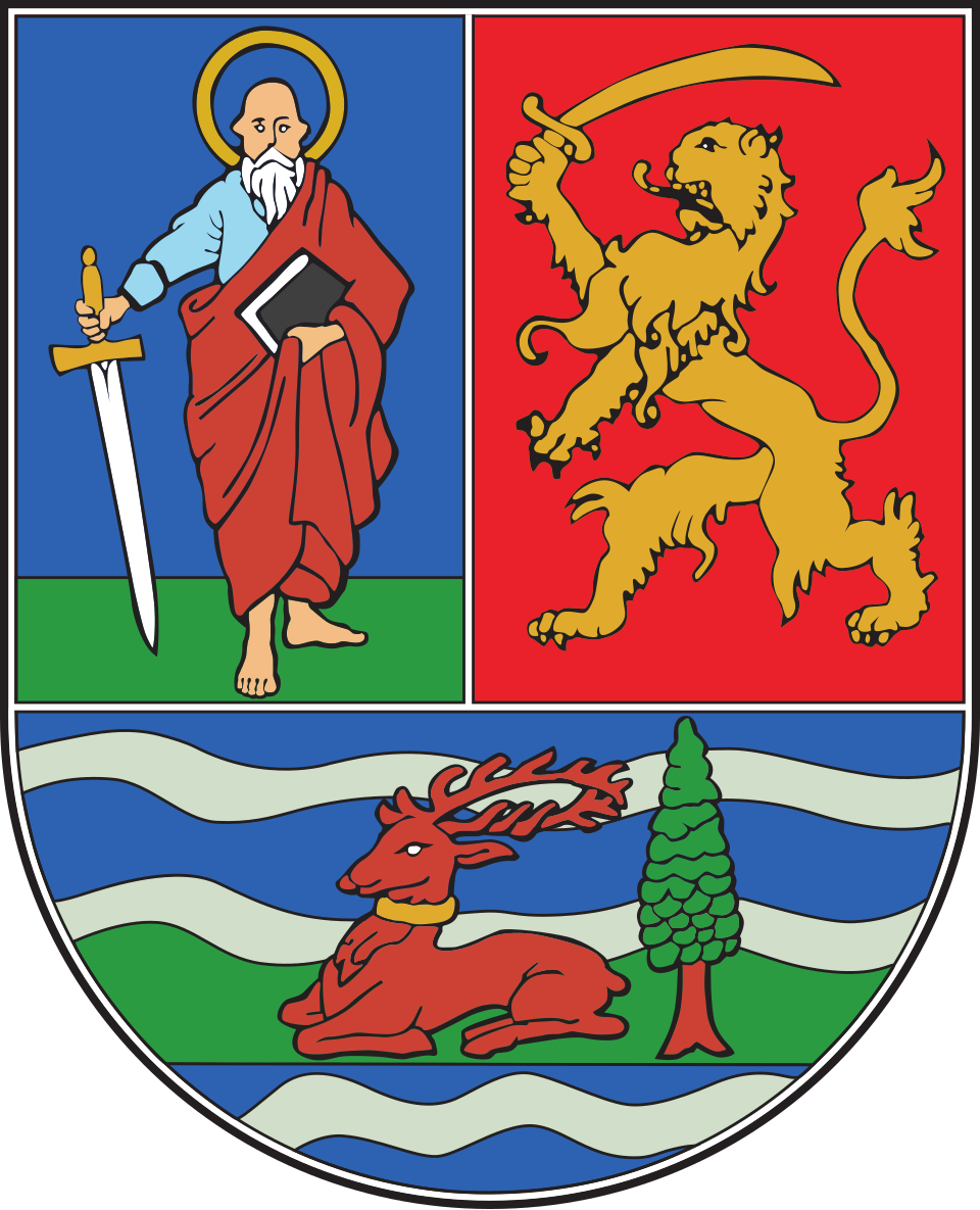 A Vajdaság jelenlegi hivatalos címere (A balfölső részen Bácska, a jobbfölső részen a Bánát, alul pedig a Szerémség történelmi címere.) l Fotó: Wikipédia