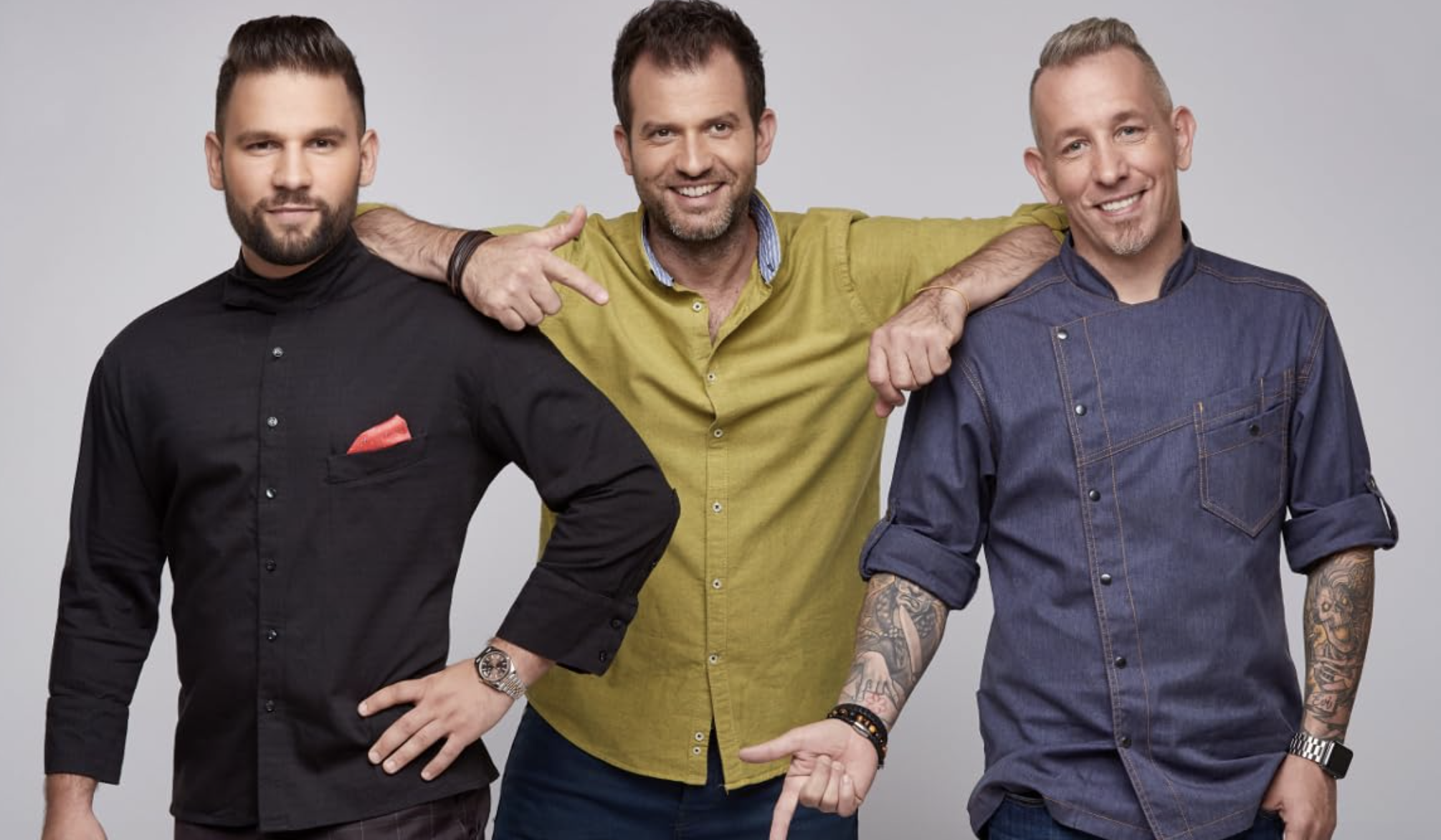 Az RTL Klub Konyhafőnök című műsorának zsűritagjai: Rácz Jenő, Fördős Zé és Sárközi Ákos | Fotó: képernyőmentés