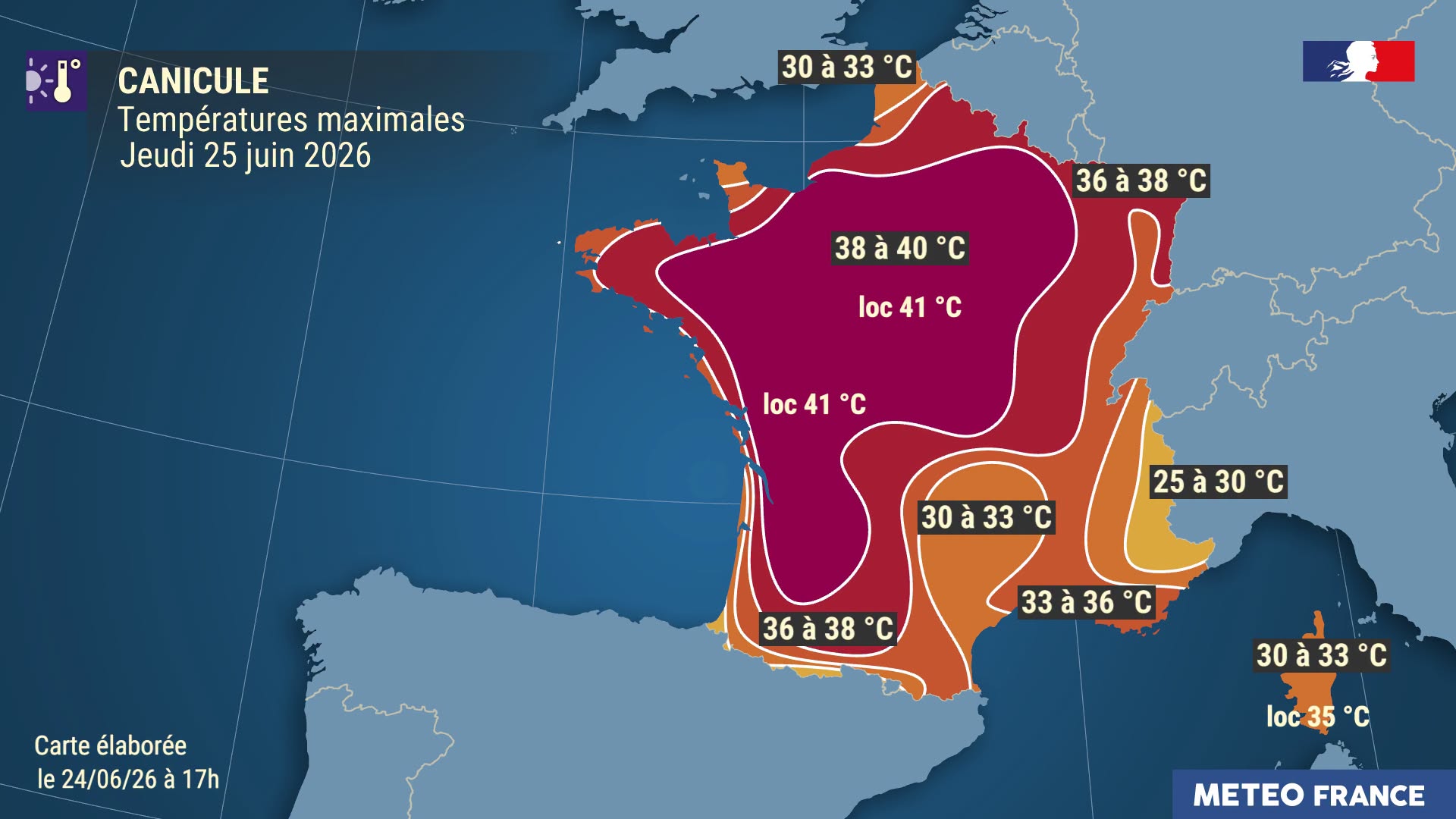 Előrejelzés csütörtökre. | Fotó: a Météo-France Facebook-oldala