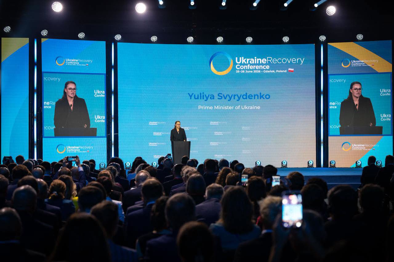 Az ukrán miniszterelnök a konferencián. | Fotó: Julija Szviridenko Facebook-oldala