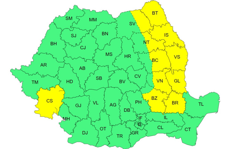 Esőre és szélre figyelmeztetnek | Térkép: ANM