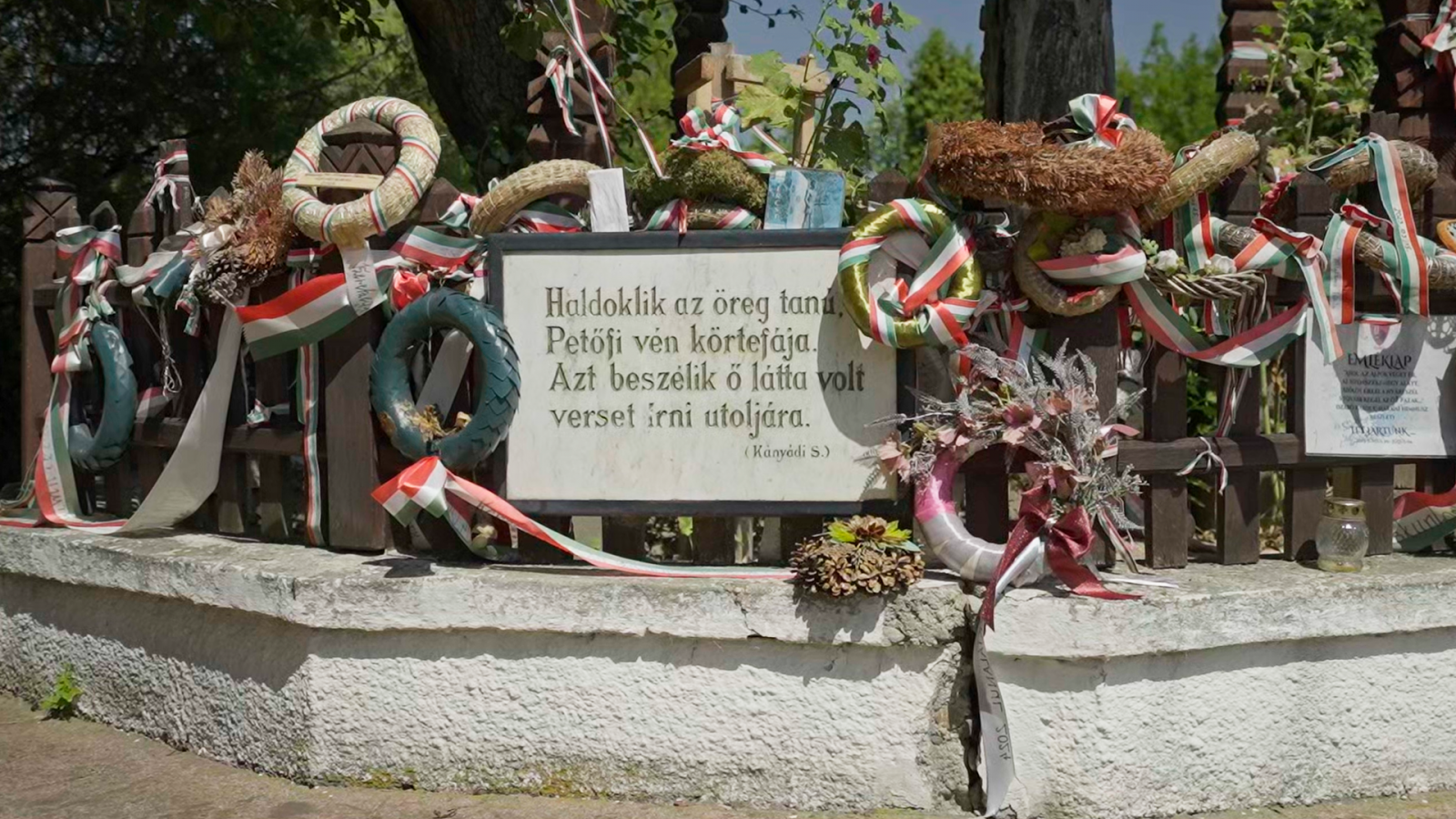 Kányádi Sándor verse a körtefánál. | Fotó: Maszol