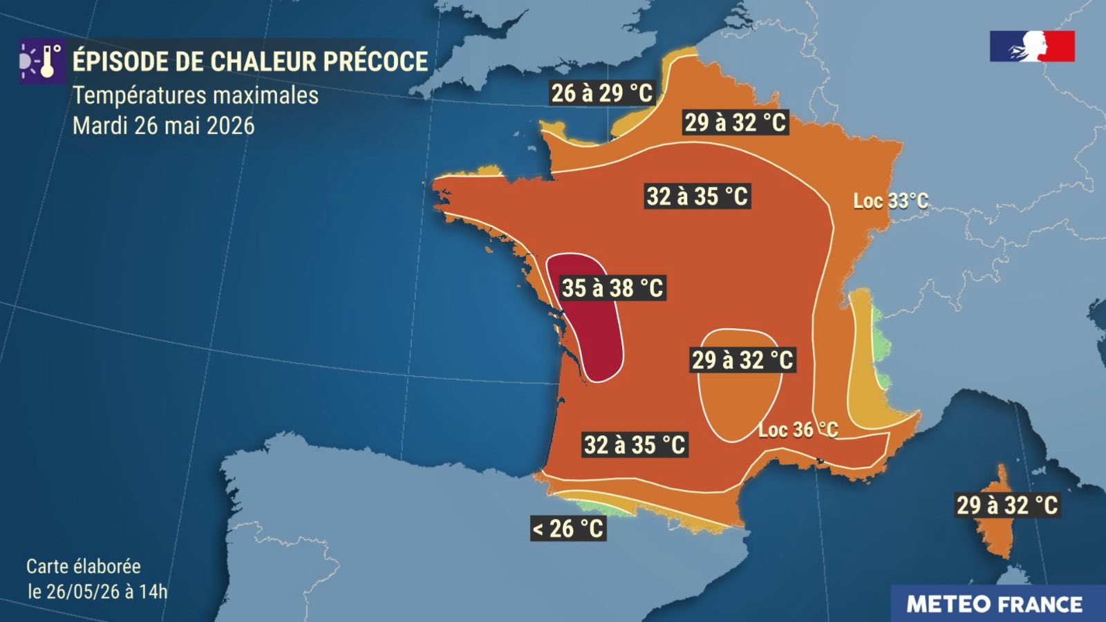 Rendkívüli melegre figyelmeztetnek. | Kép forrása: a Météo-France Facebook-oldala