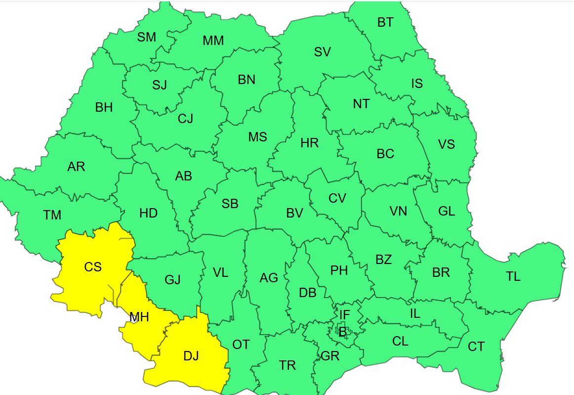 Elsőfokú figyelmeztetést is kiadtak. | Kép: meteoromania.ro