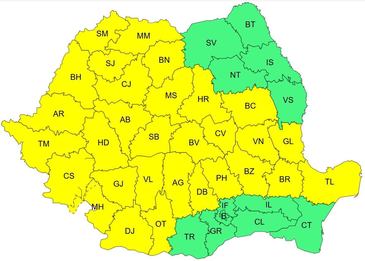 Szinte az egész országban vihar várható. | Kép forrása: meteoromania.ro