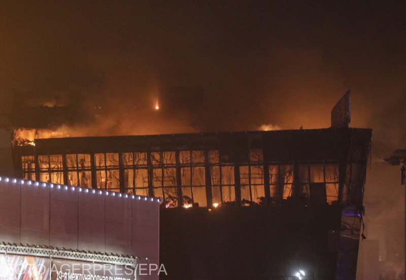 2024. március 22-én fegyveresek tüzet nyitottak az orosz főváros északnyugati külvárosában fekvő Crocus City Hall koncertközpontra, majd felgyújtották azt. | Fotók: Agerpres