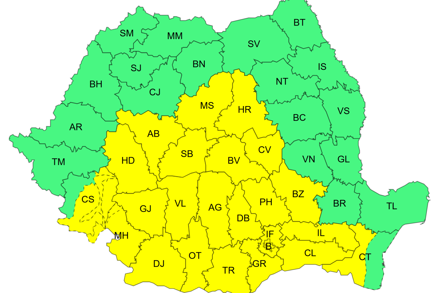 Március 27-én sárga riasztás van érvényben erős szélre | Térkép: ANM