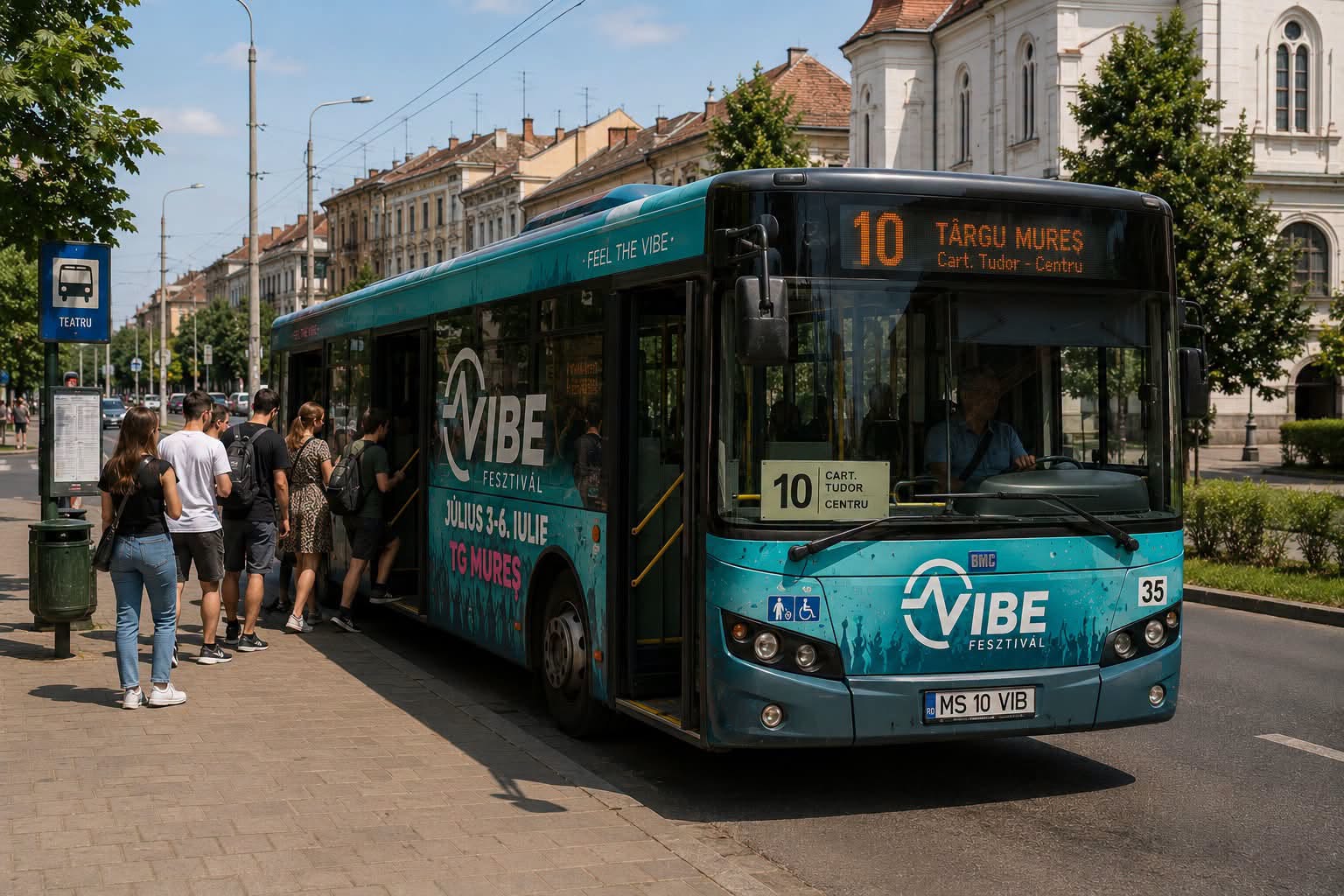 Autóbuszok szállították a fesztiválozókat Marosvásárhely és a VIBE marosszentgyörgyi helyszíne között | Fotó: Rádió Koko