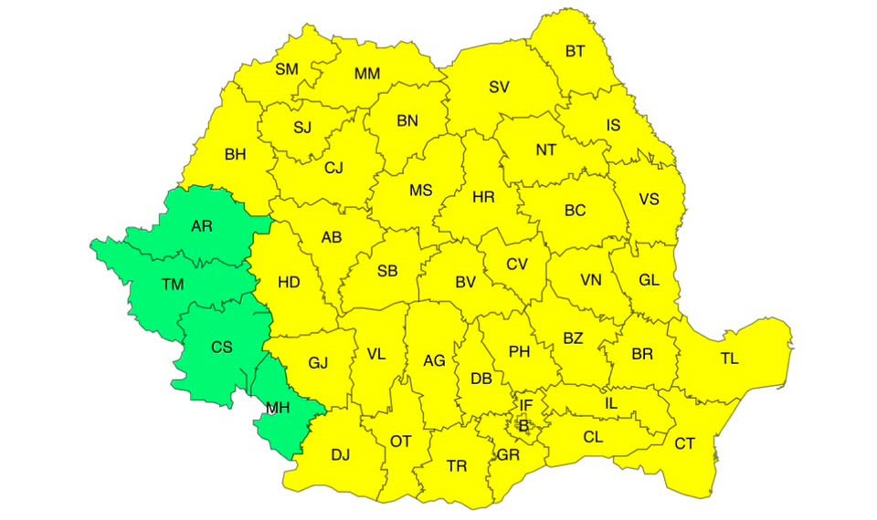 Szerdán szinte teljesen besárgul az ország | Forrás: ANM