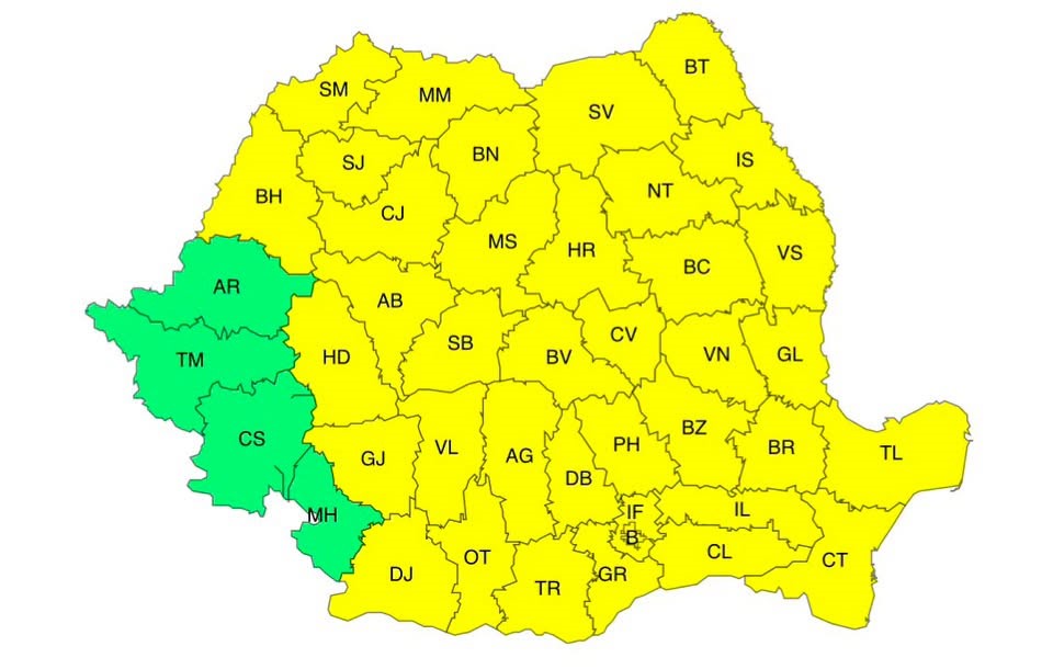 Szerdán szinte az egész országra érvényes a riasztás | Térkép: ANM
