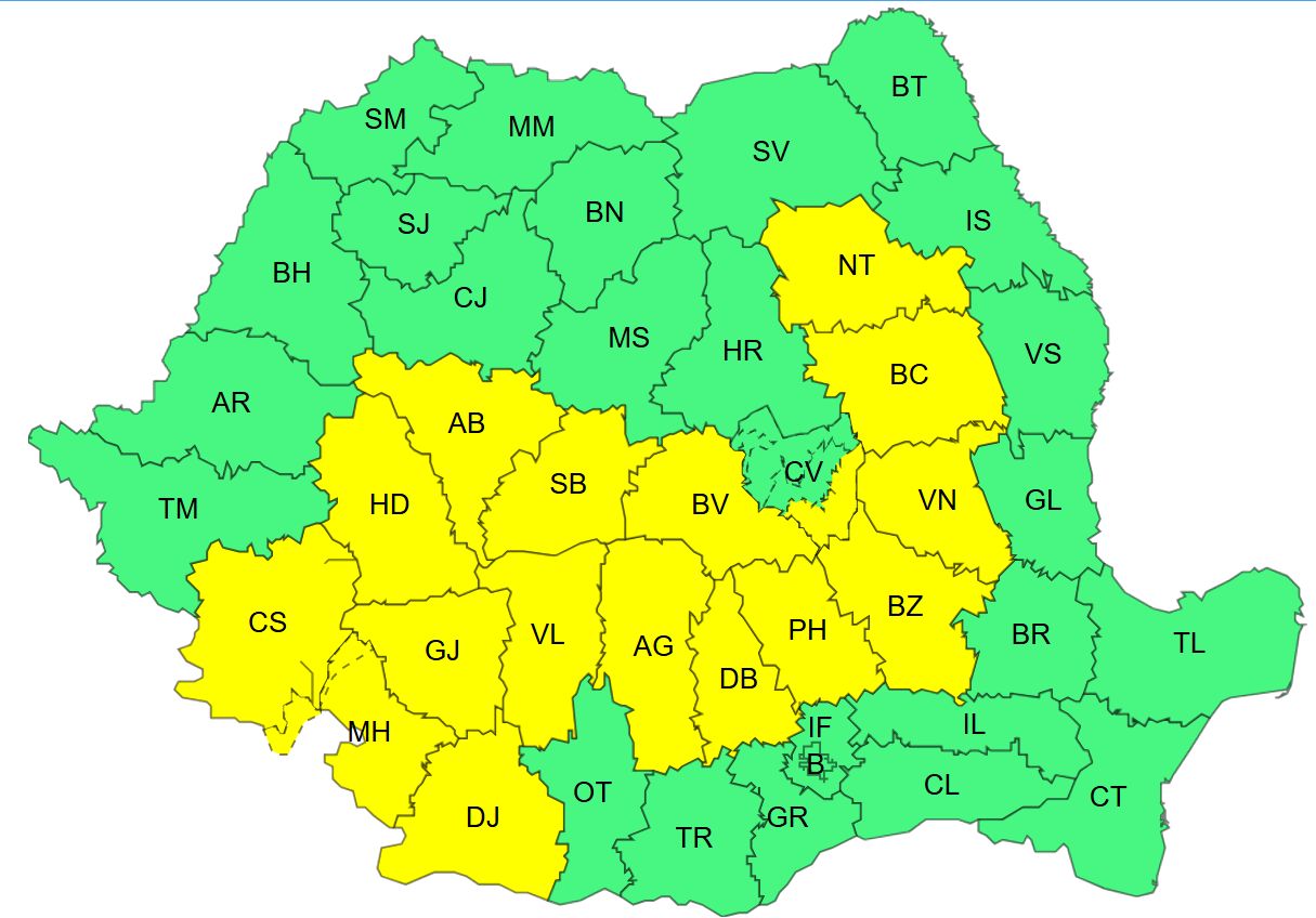 Vasárnap is várhatók záporok. | Kép forrása: meteoromania.ro