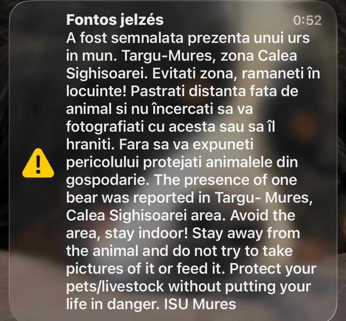 Hétfőn éjszaka figyelmeztették a marosvásárhelyieket | Fotó: képernyőmentés