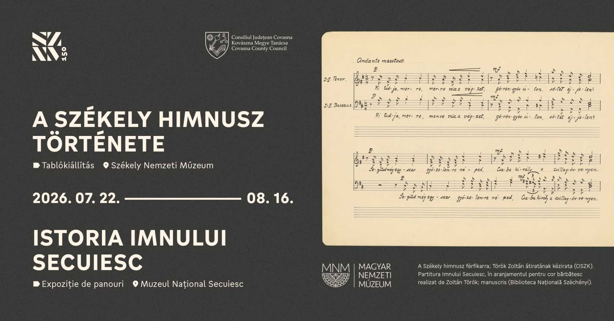 A Székely himnusz történetét Sepsiszentgyörgyön is megismerhetik | Fotó: Székely Nemzeti Múzeum
