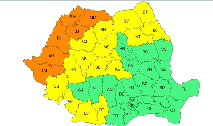 Narancssárga és sárga jelzésű figyelmeztetést is kiadtak | Térkép: ANM