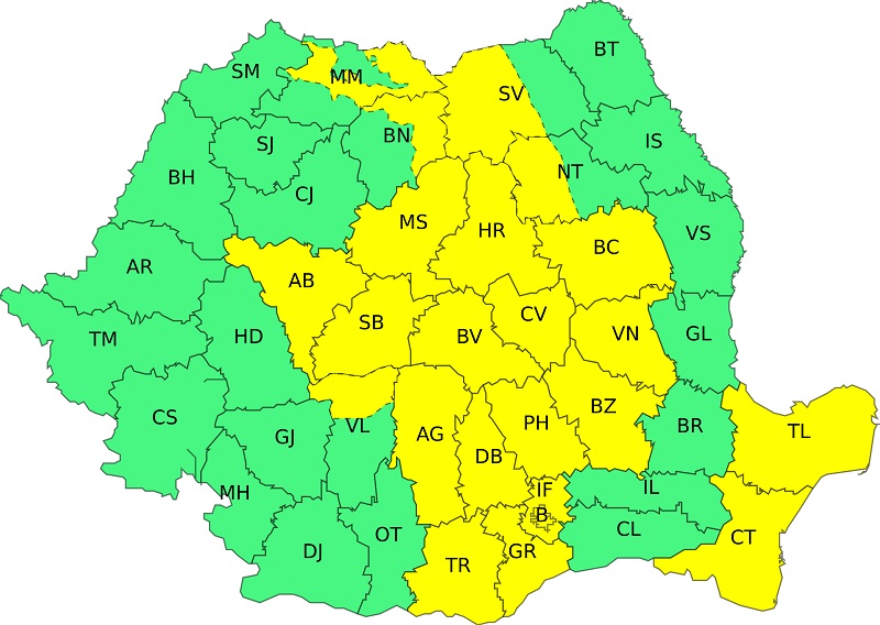 Kiadták a sárga viharriasztást | Térkép: ANM