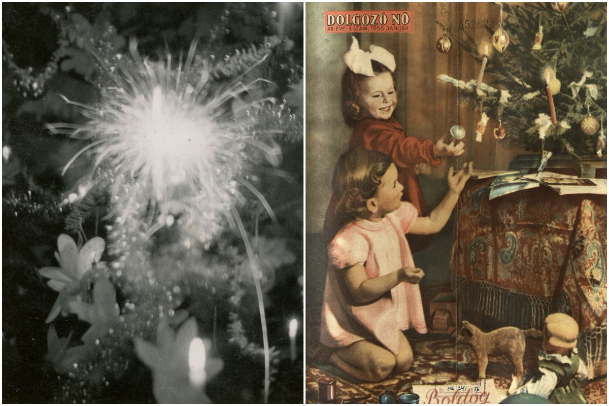 Egy 1950 körüli karácsonyfa (adományozó: Felméri Ágnes) és a Dolgozó Nő 1956 januári címlapja