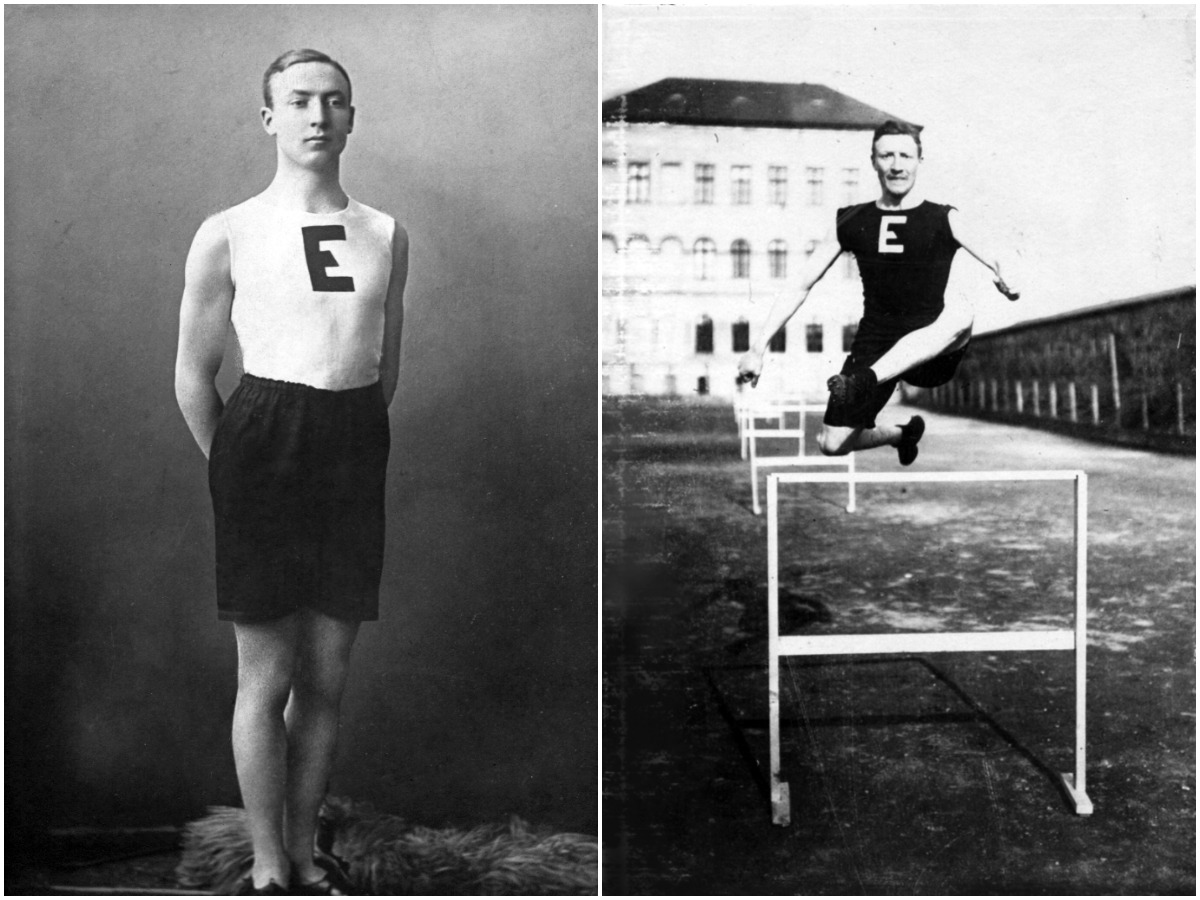 1902-ben megalakult a Kolozsvári Egyetemi Atlétikai Club (KEAC), amely Magyarország harmadik egyetemi sportklubja volt. Kiváló eredményeket értek el a klub atlétái. Somodi István hozta meg az egylet számára a nemzetközi hírnevet, ő kiváló magas- és távolugró volt. Jobbra: A sportoló a kolozsvári Református Kollégiumban érettségizett, és gyakran tért vissza az alma mater udvarára, ahol kedve szerint edzhetett (1905).
