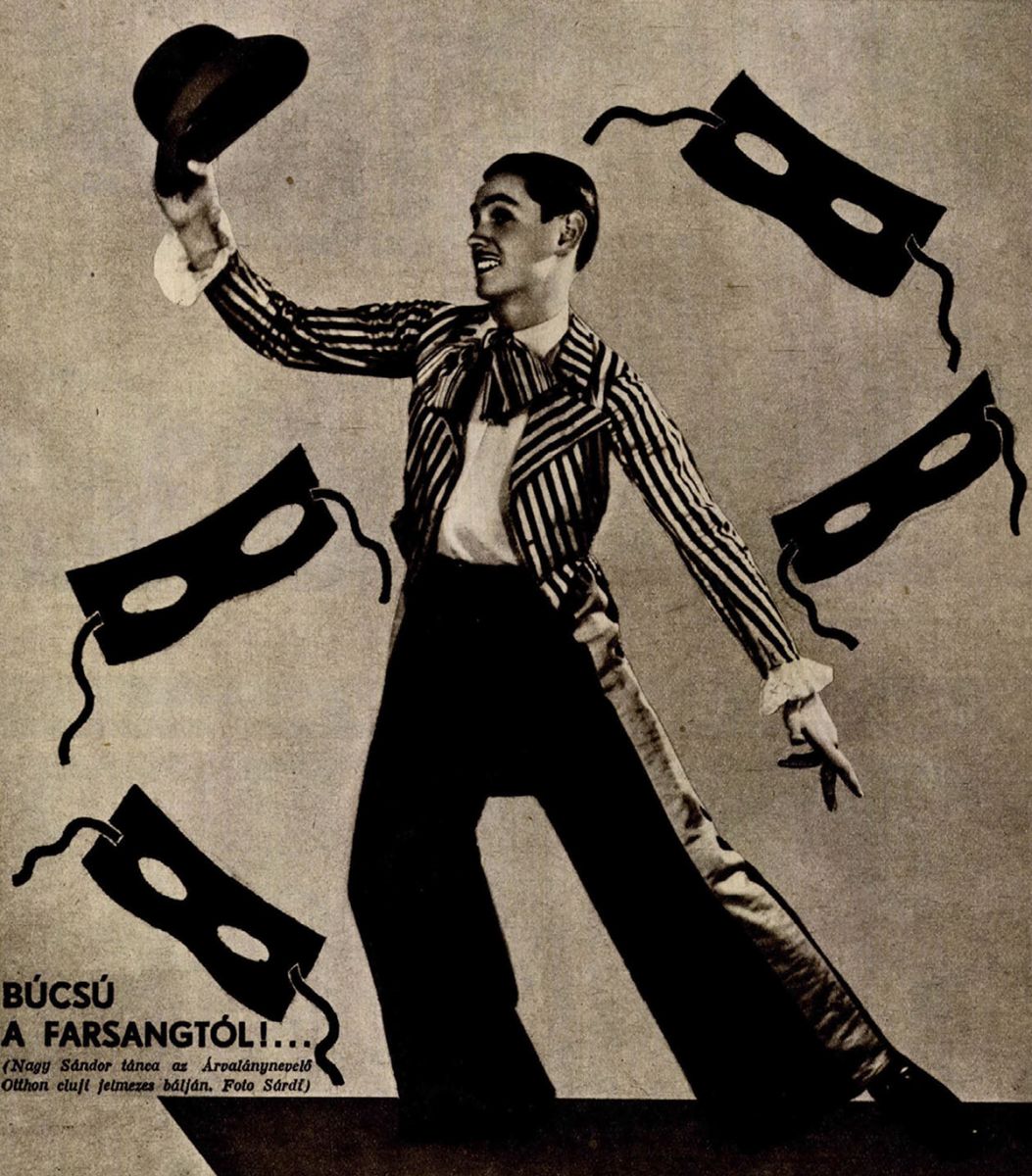 „Nagy Sándor tánca az Árvalánynevelő Otthon cluji jelmezes bálján.” (1937)
