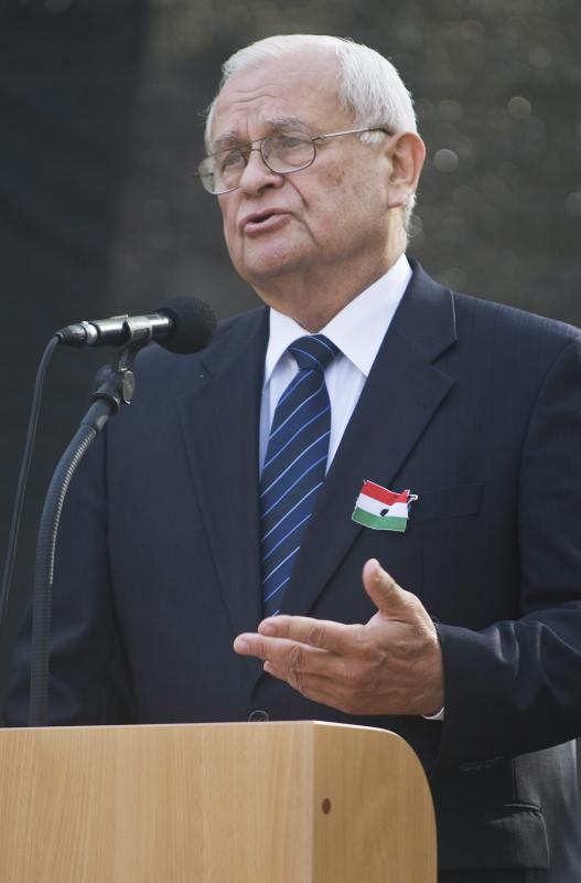 Harrach Péter, a Kereszténydemokrata Néppárt (KDNP) frakcióvezetője az 1956-os forradalom és szabadságharc kirobbanásának 57. évfordulója alkalmából tartott megemlékezésen a kecskeméti Szabadság téren 2013. október 23-án.