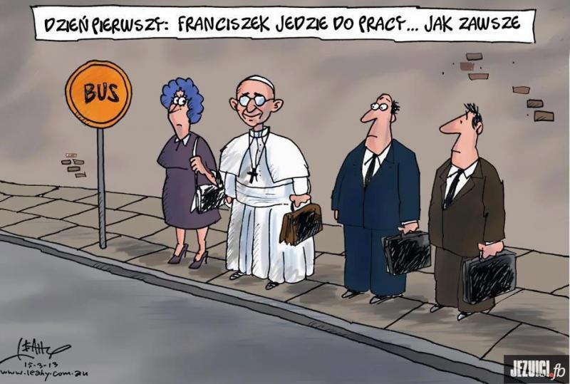 Ferenc pápa hétköznapi stílusa hálás téma a karikatúra-rajzolók körében