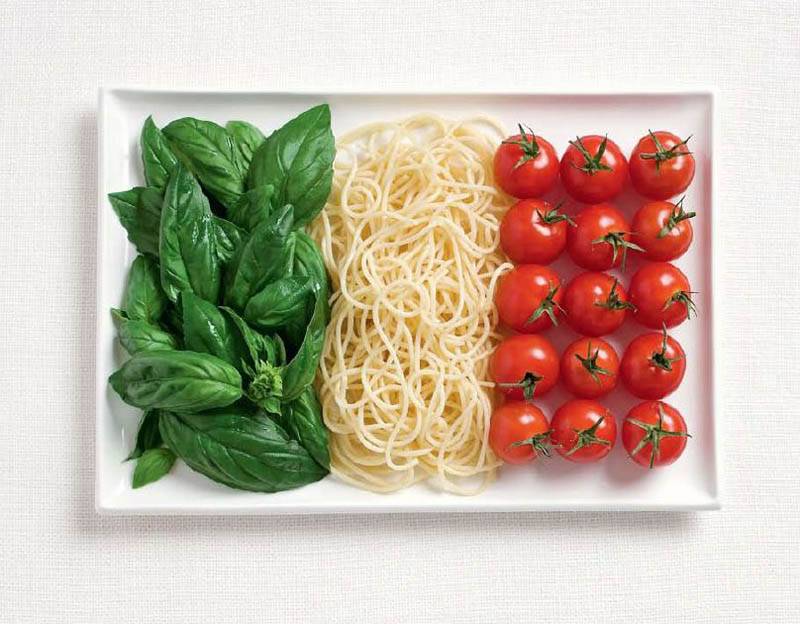 Olaszország: bazsalikom, spagetti, paradicsom